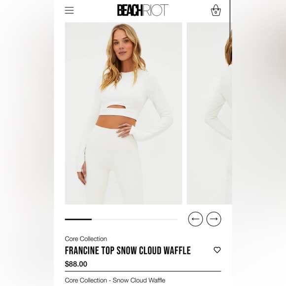 Beach Riot Sport crop top, waffle (White, S) - Picture 1 of 4